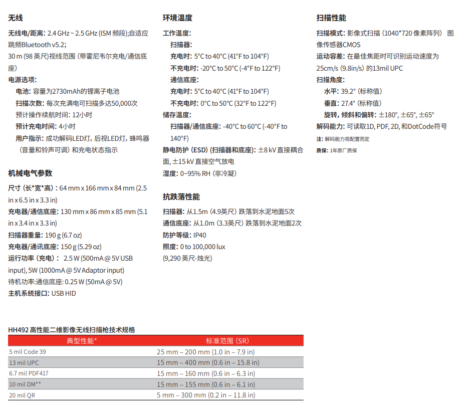 霍尼韋爾HH492二維無線掃描槍 霍尼韋爾HH492二維無線掃描槍